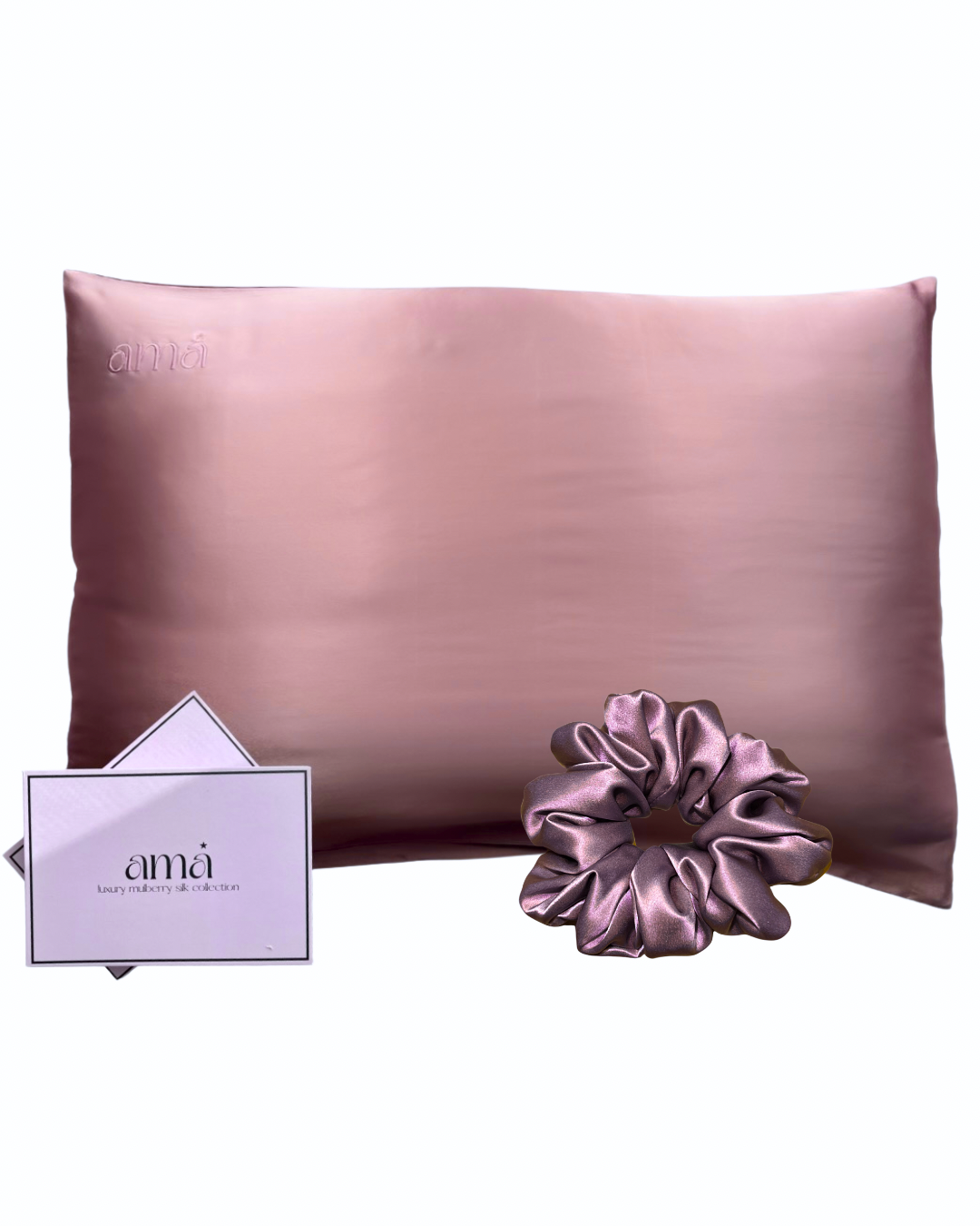 Silk pillowcase and scrunchie set