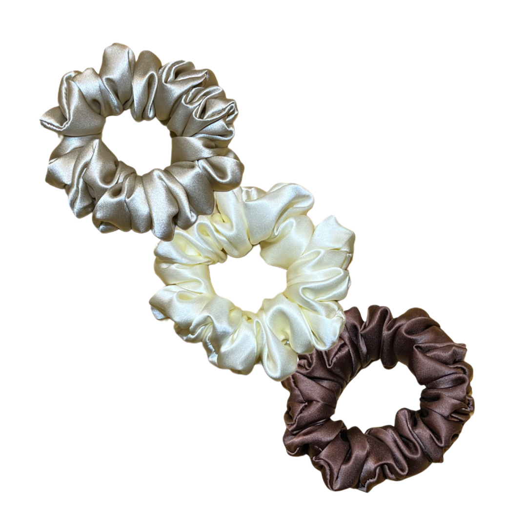 Medium silk scrunchies ( set of three)