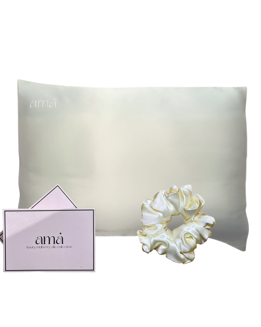 Silk pillowcase and scrunchie set