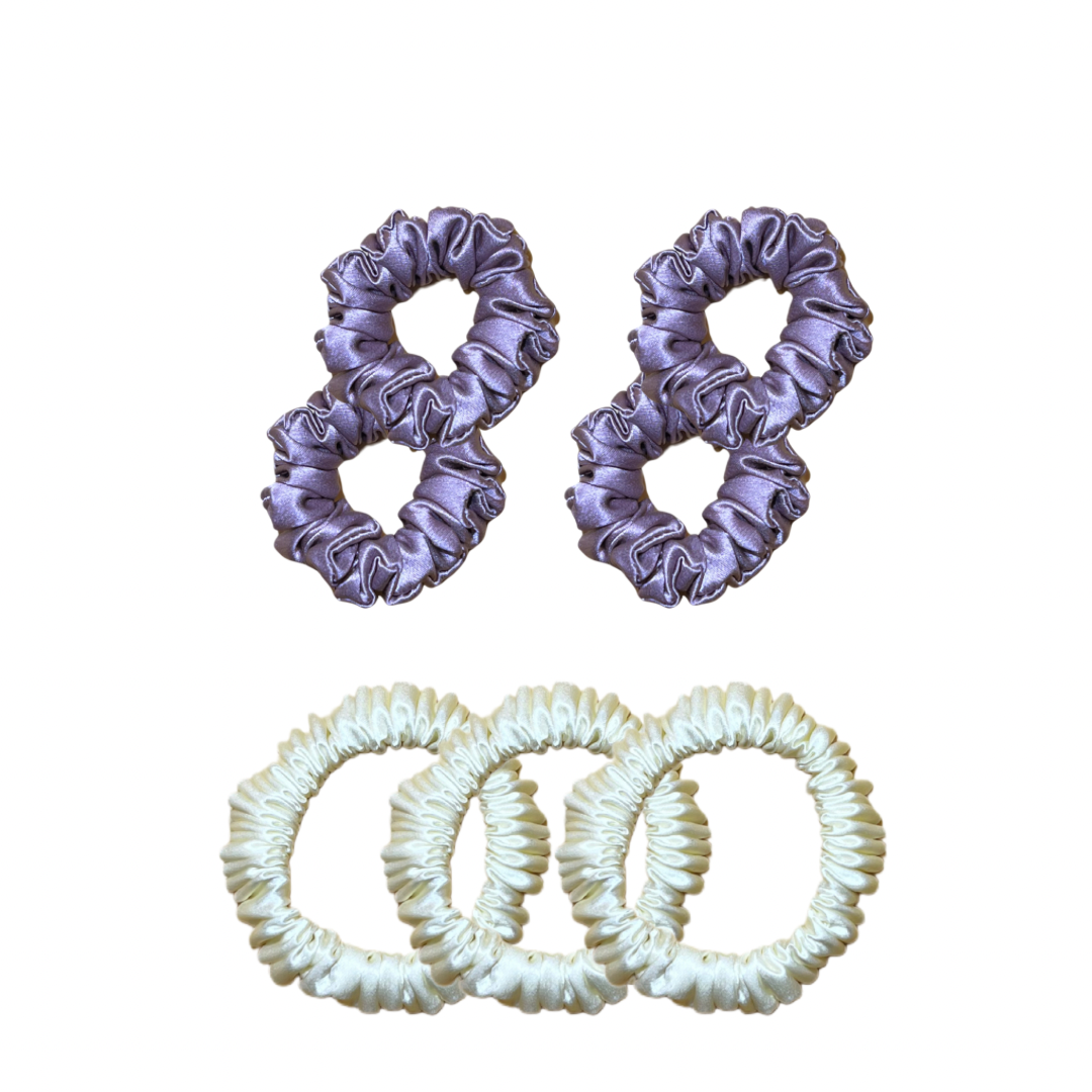 Set of minnie and skinny silk scrunchies