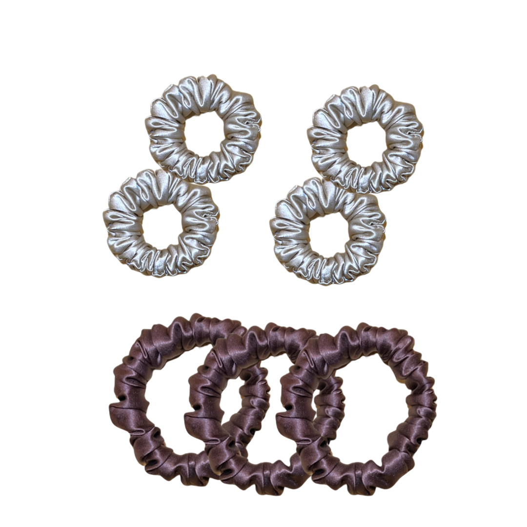 Set of minnie and skinny silk scrunchies